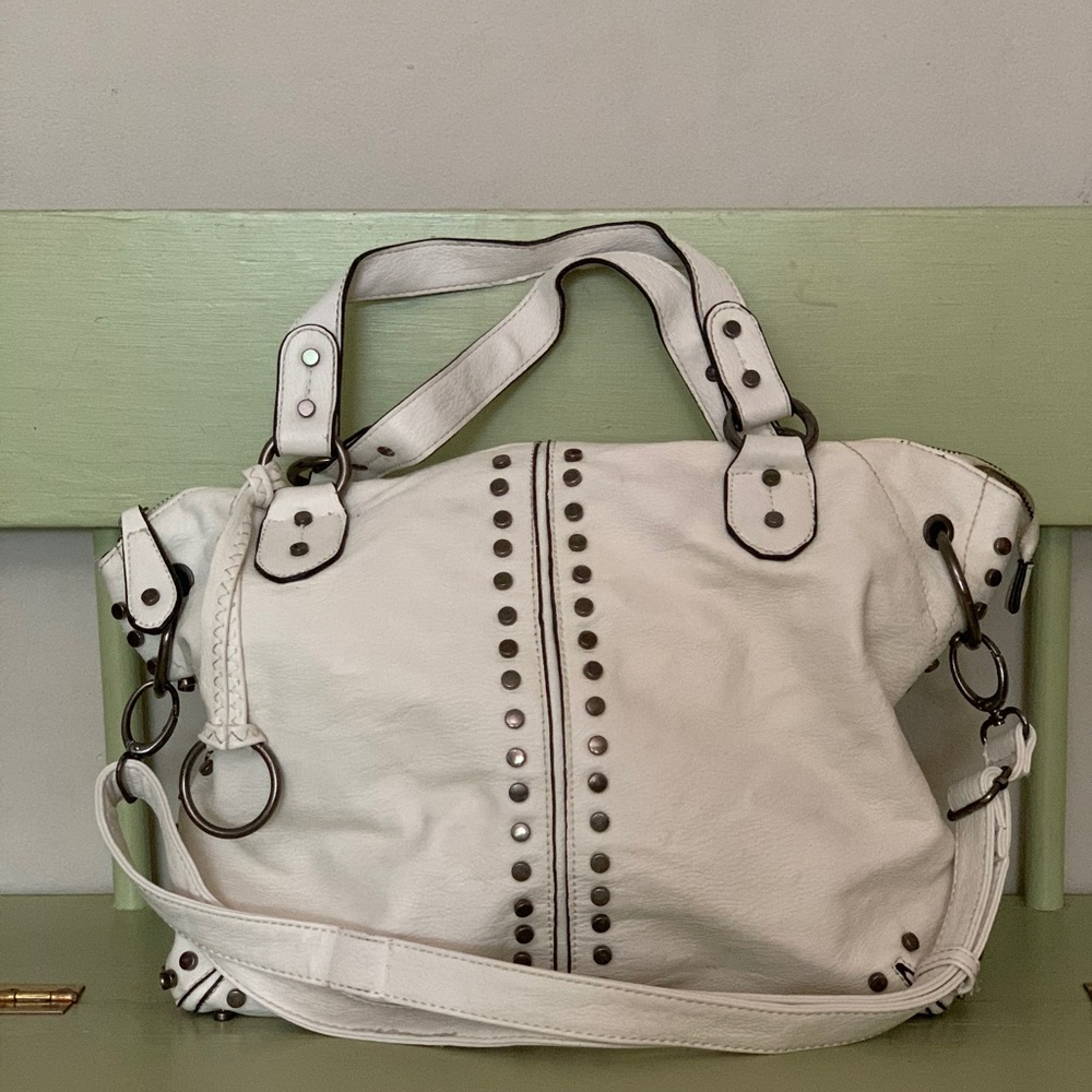 White studded crossbody bag